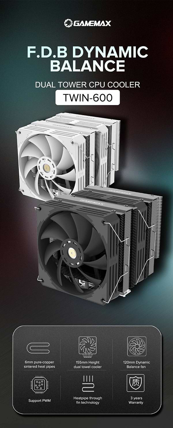 Фото - Процессорный кулер Gamemax Twin 600 Black