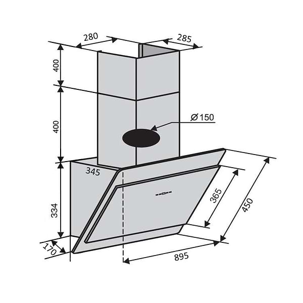 Фото - Уценка - Вытяжка декоративная Ventolux TOSCANA 90 BK (1000) TRC MM