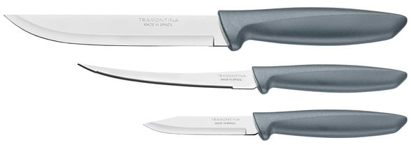 Фото - Набір ножів Tramontina Plenus Grey 3 пр. (23498/613)