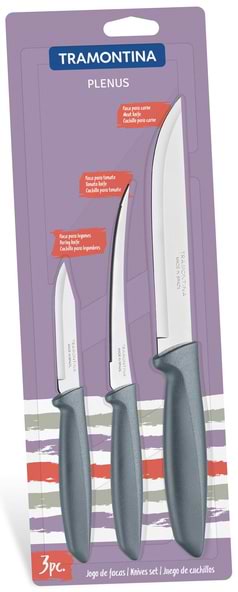 Фото - Набір ножів Tramontina Plenus Grey 3 пр. (23498/613)