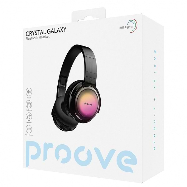 Фото - Наушники накладные беспроводные Proove Crystal Galaxy transparent Black (HPCG00010001)