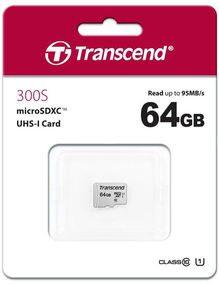Фото - Карта пам'яті Transcend microSDXC 300S 64GB UHS-I U1 (TS64GUSD300S)