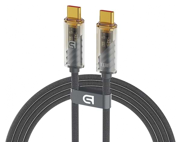 Фото - Кабель Armorstandart AT-C1T USB Type-C to USB Type-C transparent 100W 1m Grey (ARM75871)