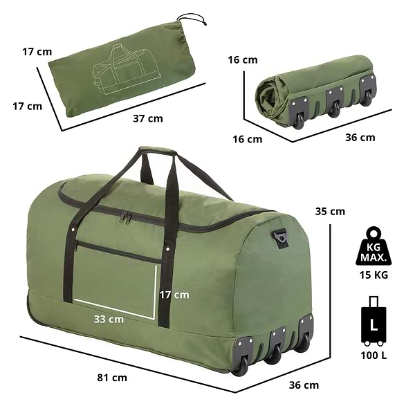 Фото - Сумка дорожня TravelZ Wheelbag 100 Liter Green (603095)