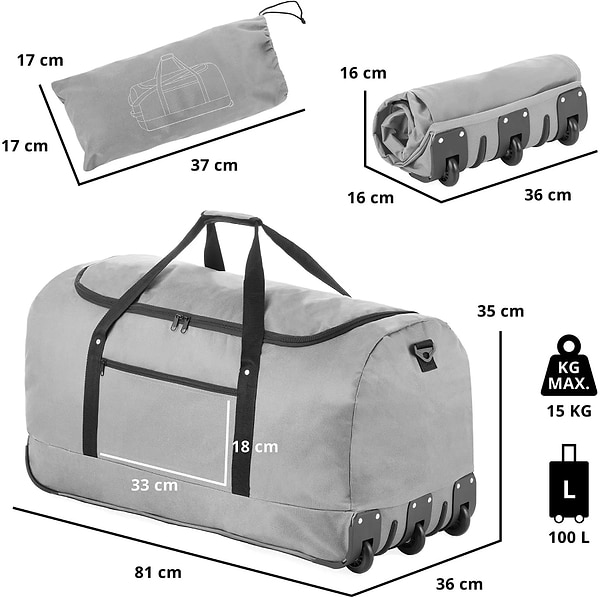 Фото - Сумка дорожня TravelZ Wheelbag 100 Liter Grey (603092)
