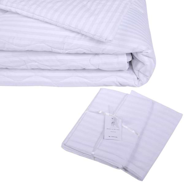 Ковдра зимова двоспальна MirSon антиалергенна №192 Сolor Fun Line 17-0605 Stripe White з евкаліптовим волокном 172х205 + нав. 2 шт. (2200010859799)