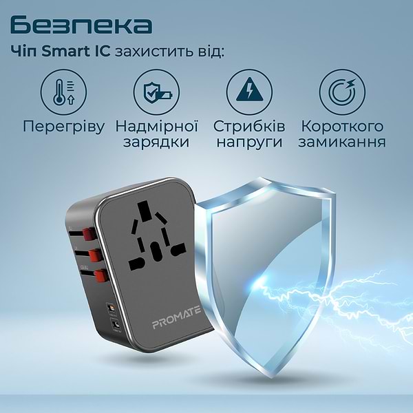 Фото - Сетевое зарядное устройство Promate Tripmate-36w.Black