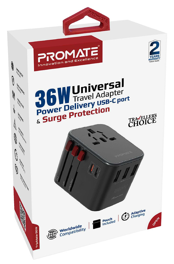 Фото - Сетевое зарядное устройство Promate Tripmate-36w.Black