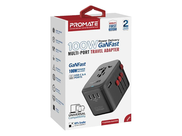 Фото - Мережевий зарядний пристрій Promate tripmate-gan100