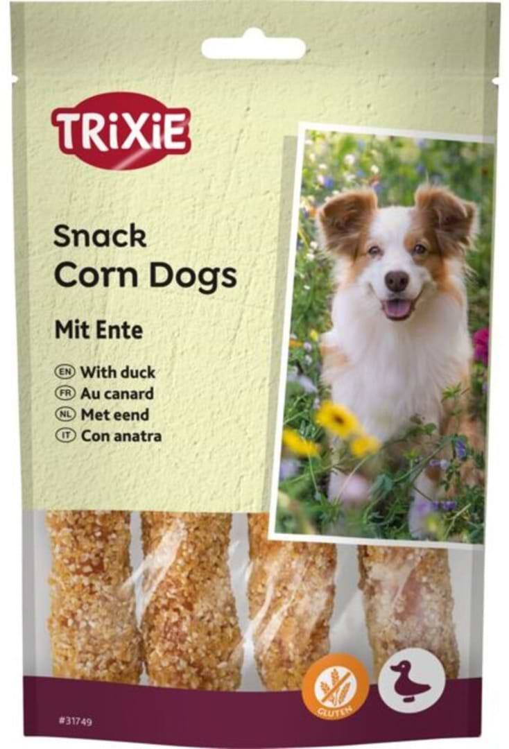 Ласощі для собак Trixie Corn Dogs with Duck з качкою і сиром’ятною шкірою 100 г (4011905317496)