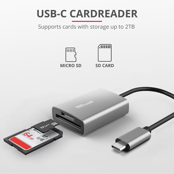 Фото - Кардрідер Trust Dalyx Fast Aluminium USB-C Card Reader (24136)