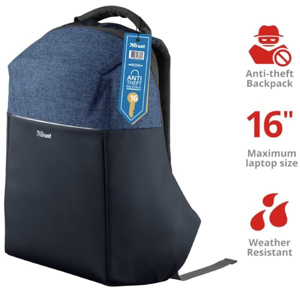 Фото - Рюкзак для ноутбуку Trust Nox Anti-theft 16'' Blue (23307)