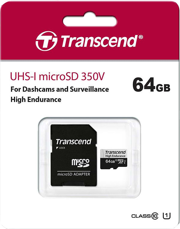 Фото - Карта памяти Transcend microSDXC 64GB C10 UHS-I U1 High Endurance (TS64GUSD350V)