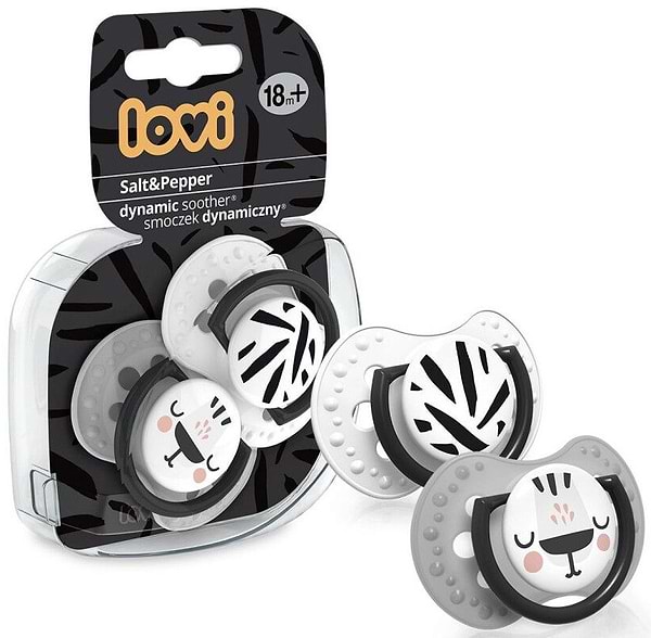 Фото - Симметричная пустышка Lovi Salt&Pepper силиконовая динамическая 18+мес., 2 шт.  (22/880)