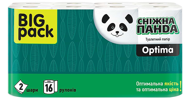 Фото - Туалетний папір Сніжна панда Оптіма 16шт2 шари