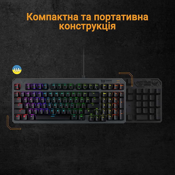 Фото - Клавіатура дротова ігрова Asus TUF Gaming K3 Gen II 97key Optical-Mechanical RGB Switch USB-A EN/UK Black (90MP0390-BKMA00)