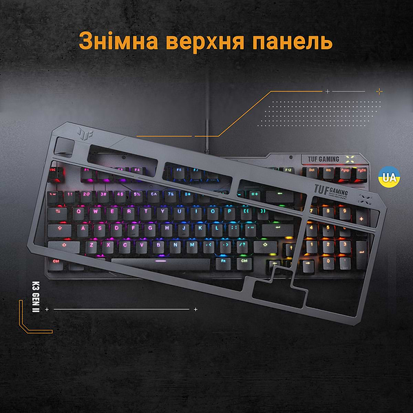 Фото - Клавіатура дротова ігрова Asus TUF Gaming K3 Gen II 97key Optical-Mechanical RGB Switch USB-A EN/UK Black (90MP0390-BKMA00)