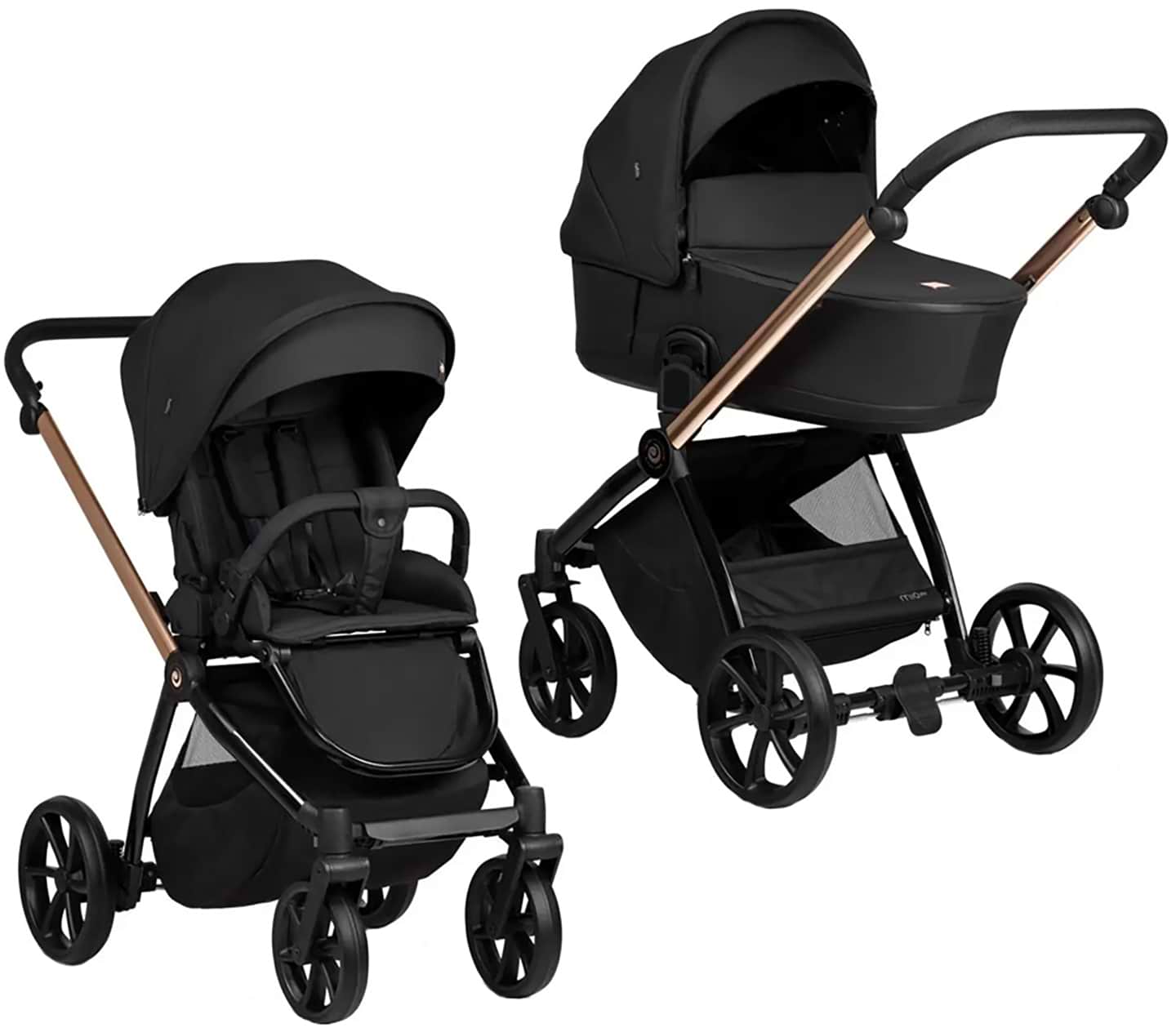 Коляска универсальная 2 в 1 Tutis Mio3 plus BLACK EDITION Rose Gold