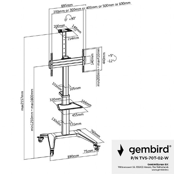 Фото - Крепление для телевизора Gembird TVS-70T-02-W