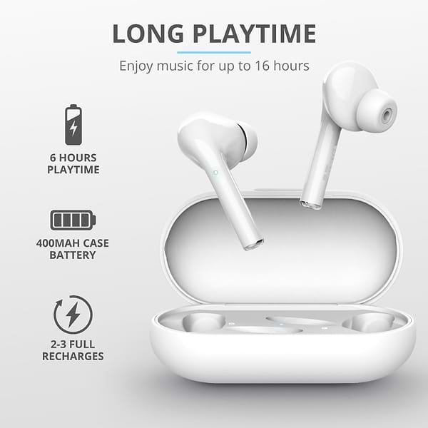 Фото - Наушники вкладыши беспроводные TWS Trust Nika Touch True Wireless White (23705)