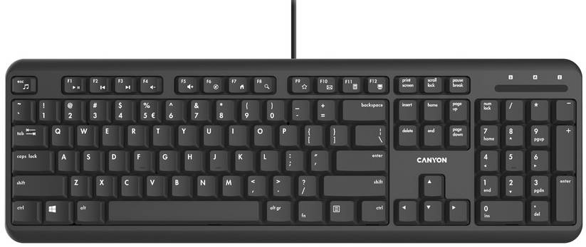 Клавиатура проводная Canyon HKB-20 Velvet Silent ENG/UKR Black (CNS-HKB02) - Фото 1