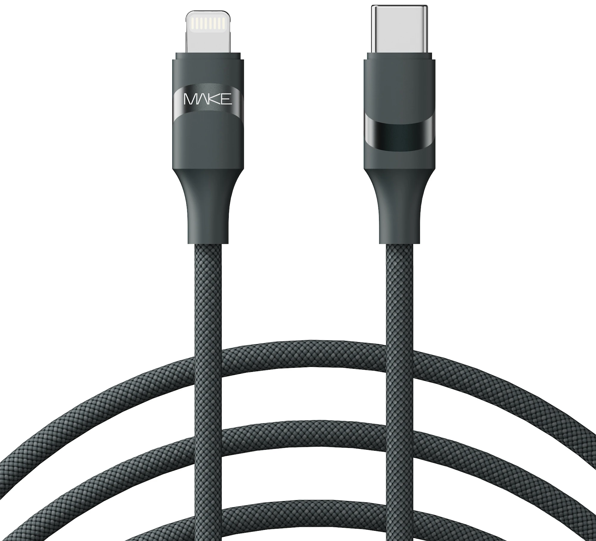 Кабель MAKE Type-C to Lightning 30W 1м Braid Black (MCB-LB2BK)