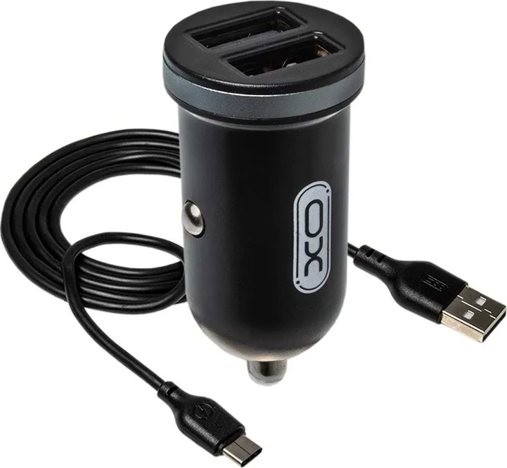 Автомобильное зарядное устройство XO 2.1A/2 USB + microUSB Black (TZ08-M-BK)