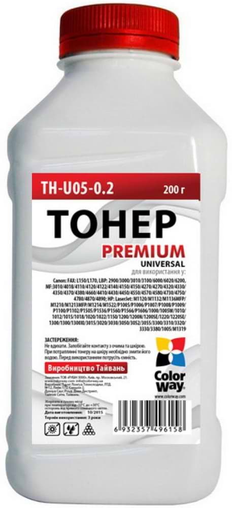 Тонер для заправки картриджа Colorway (TH-U05-0.2) HP LJ P1005/1102/1010/2035 Premium Universal 200 г