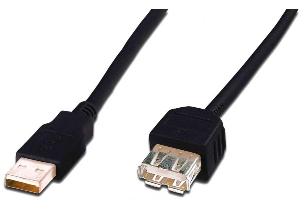 Кабель USB type A - USB type A Digitus USB 2.0 (AM/AF) 3.0m Black