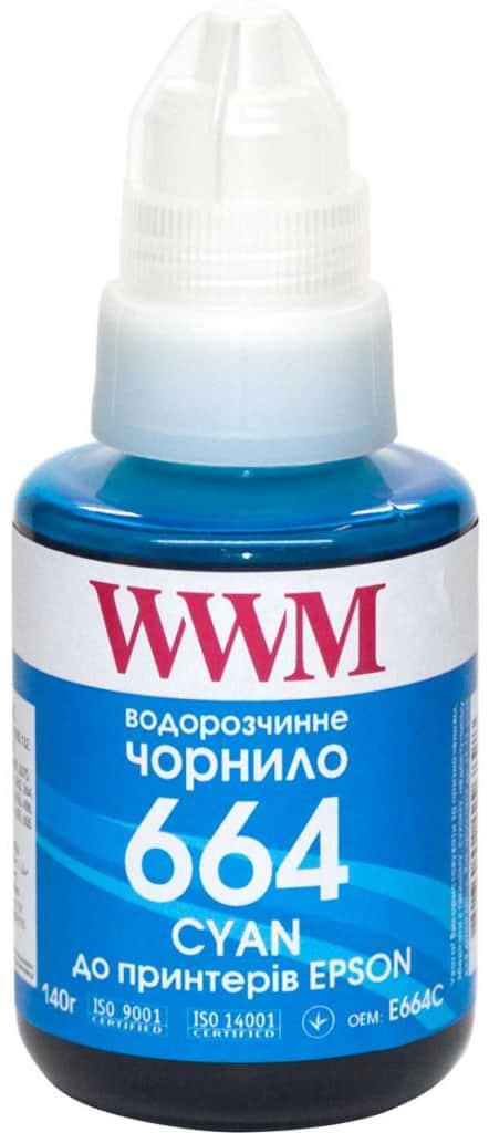 Чернила WWM Epson L110/L210/L300 140г Cyan (E664C) - Фото 1