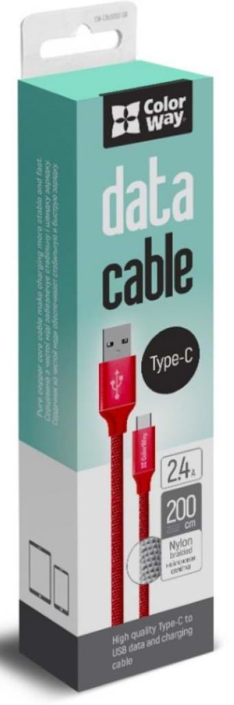 Кабель синхронизации данных Colorway USB-USB Type-C 2.0m Red (CW-CBUC008-RD)