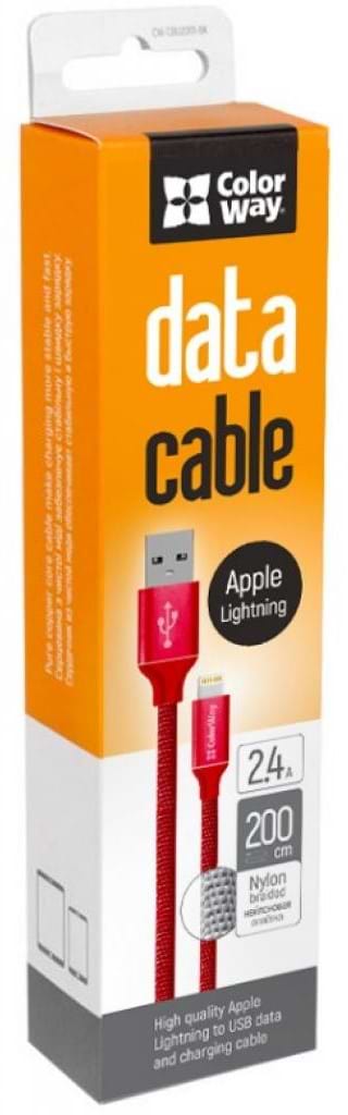 Кабель синхронізації даних Colorway USB 2.0 AM to Lightning 2.0m Red (CW-CBUL007-RD)