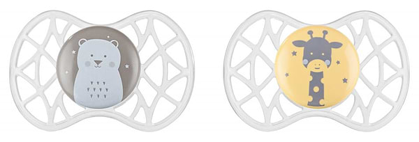 Фото - Ортодонтическая пустышка Nuvita Air55 Explorer 6m+ (медведь, жираф) 2 шт. (NV7086N)