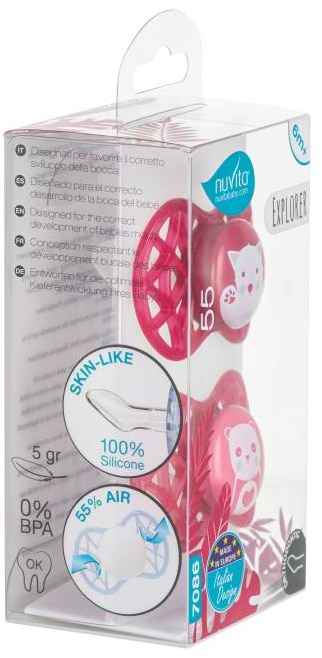 Фото - Ортодонтична пустушка Nuvita Air55 Explorer 6m + (кіт, панда) 2 шт. (NV7086F)