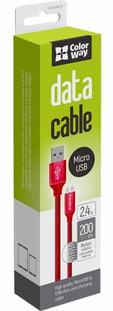 Кабель Colorway USB 2.0 AM to Micro 5P 2.0m Red (CW-CBUM009-RD)