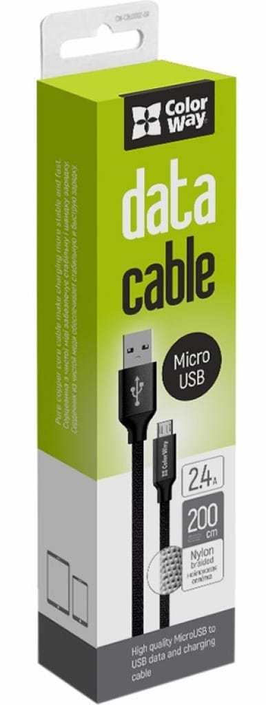 Кабель Colorway USB 2.0 AM to Micro 5P 2.0m Black (CW-CBUM009-BK)