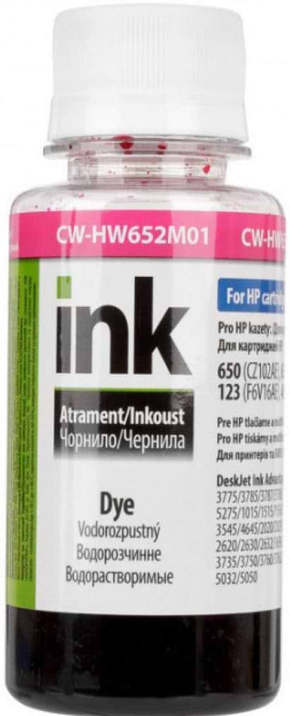 Чорнило Colorway для HP 650/652/123 100 мл Magenta (CW-HW652M01) - Фото 1