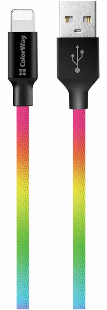 Кабель синхронизации данных Colorway USB 2.0 AM to Lightning 1.0m Multicolor (CW-CBUL016-MC) - Фото 1