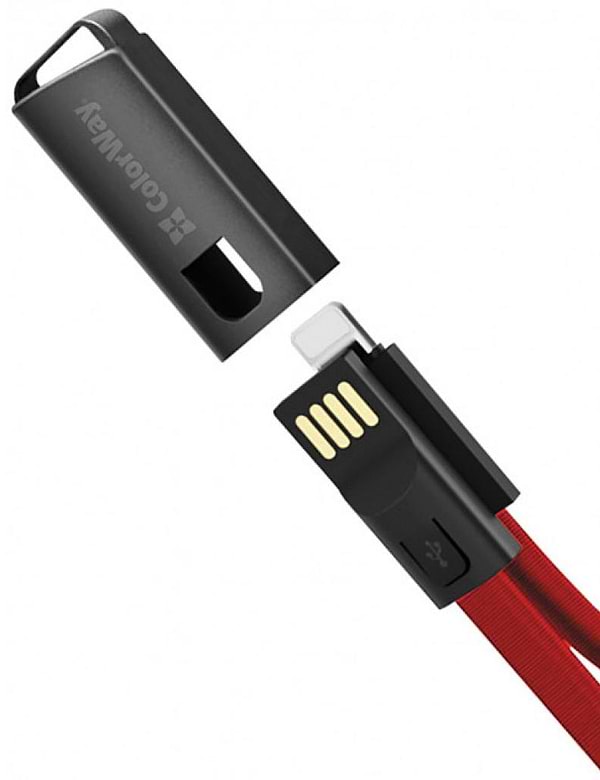 Фото - Кабель синхронізації даних Colorway USB 2.0 AM to Lightning 0.22m Red (CW-CBUL021-RD)