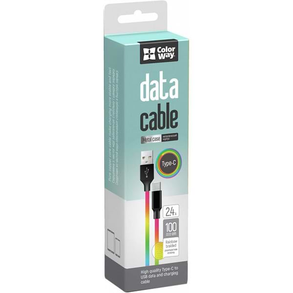 Фото - Кабель синхронизации данных Colorway USB 2.0 AM to Type-C 1.0m Multicolor (CW-CBUC018-MC)