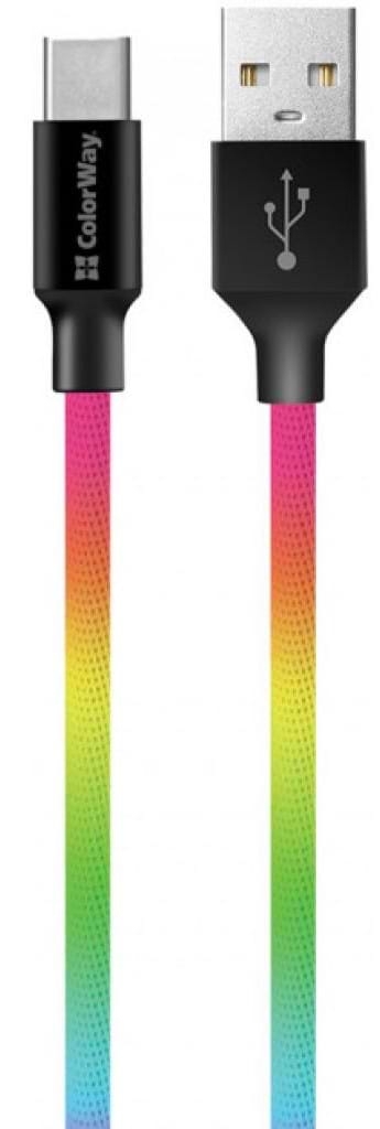 Кабель синхронизации данных Colorway USB 2.0 AM to Type-C 1.0m Multicolor (CW-CBUC018-MC) - Фото 1
