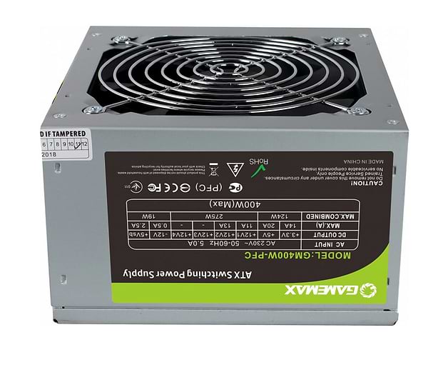 Фото - Блок живлення для ПК Gamemax ATX 400W PFC 12 см з кабелем живлення (GM-400W-PFC)