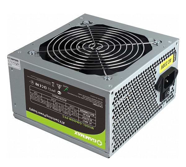 Фото - Блок живлення для ПК Gamemax ATX 400W PFC 12 см з кабелем живлення (GM-400W-PFC)