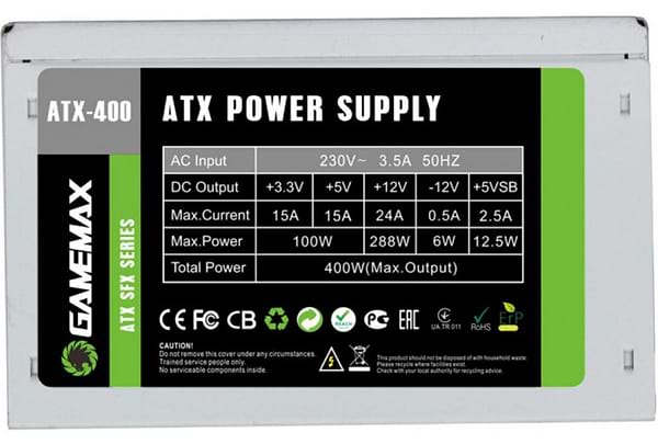 Фото - Блок живлення для ПК Gamemax ATX-400W SFX
