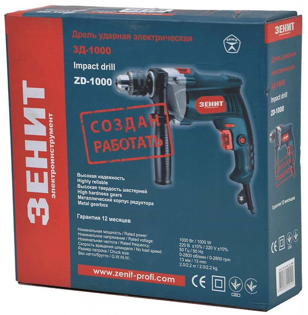 Фото - Ударний дриль Зенит ЗД-1000 (840537)
