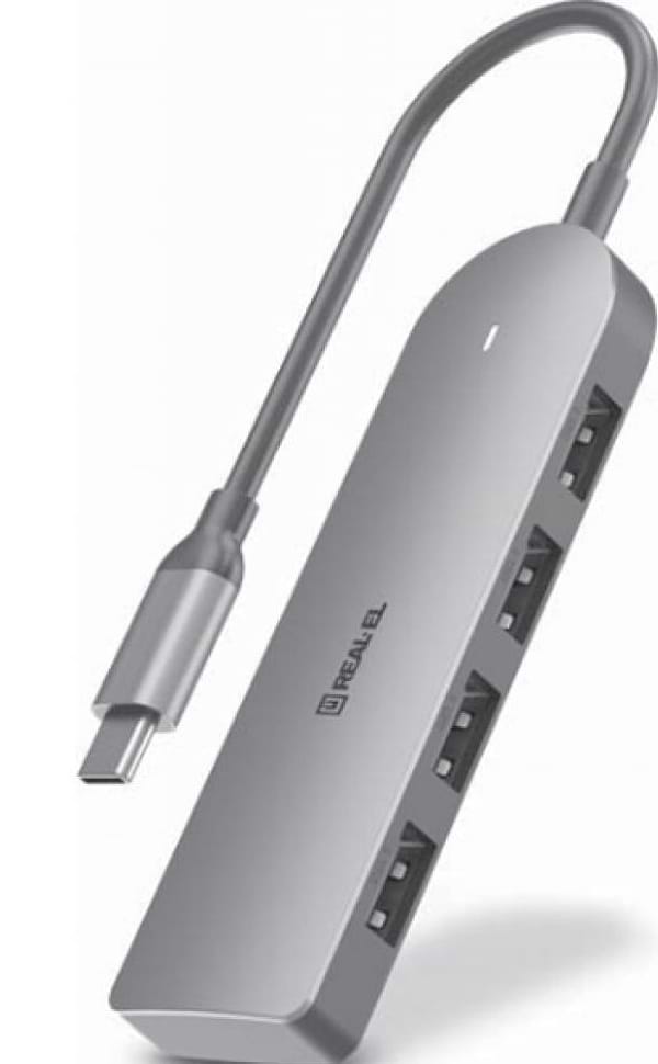Фото - Хаб USB REAL-EL CQ-415 Space Grey (EL123110001)
