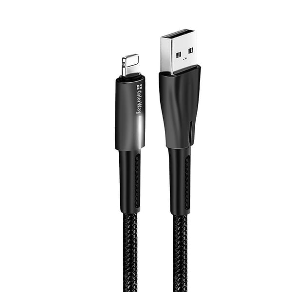 Фото - Кабель синхронизации данных Colorway USB - Apple Lightning Zinc Alloy + Led 2.4А 1 м Black (CW-CBUL035-BK)