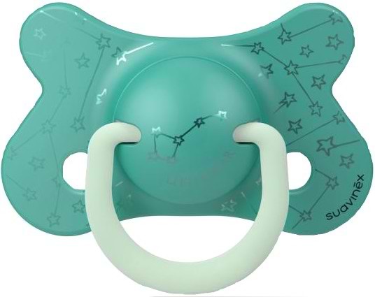 Фото - Анатомическая пустышка Suavinex физиологическая (набор 2 шт), 4 - 18 месяца, ночная, зеленый медведь (307008)