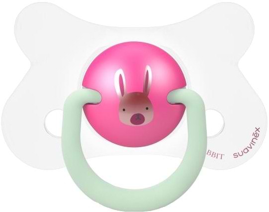 Фото - Анатомiчна пустушка Suavinex фізіологічна (набір 2 шт), 4 -18 місяці, нічна, рожевий зайчик (307006)