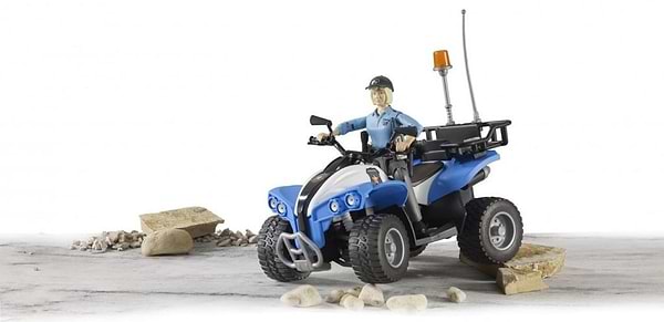 Фото - Наземна спецтехніка BRUDER поліцейський квадроцикл + фігурка полісмен (63010)